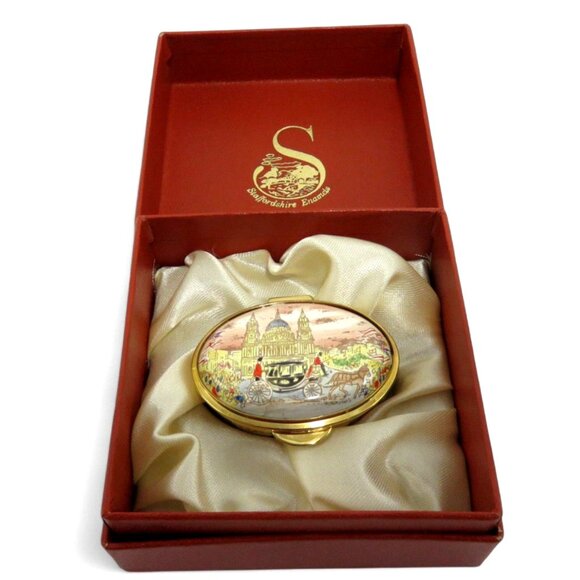 STAFFORDSHIRE ENAMELS Royal Wedding 1981 Prince Charles & Diana England Vintage - Picture 1 of 12